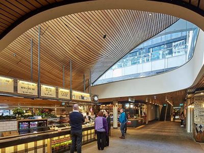 Curved Timber Ceiling Cafe Interior