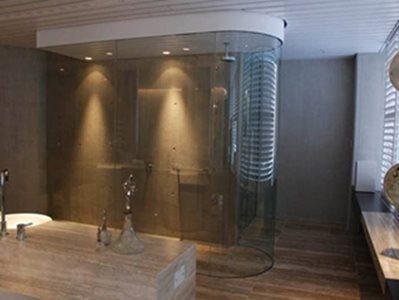 residential curved shower wall