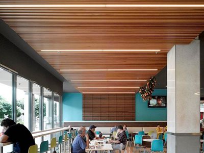 Cafe Timber Ceiling Integrated LED Lights