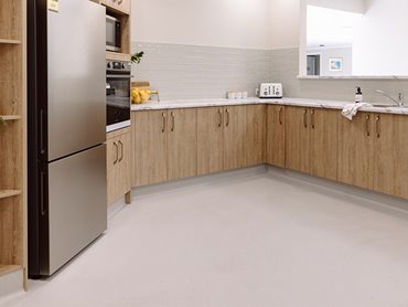 Forbo's Surestep safety flooring in the kitchen is slip-resistant 