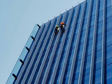 Working at height systems were required to carry out the heavy maintenance needed on the building with large glass facades 