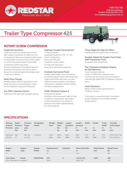 Trailer Type Compressor 425