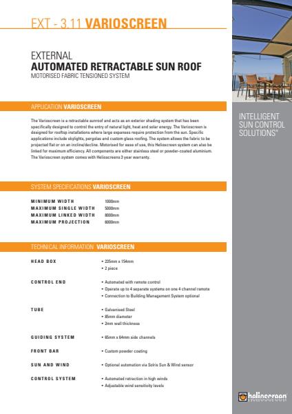 Varioscreen Automated Retractable Sun Roof Brochure