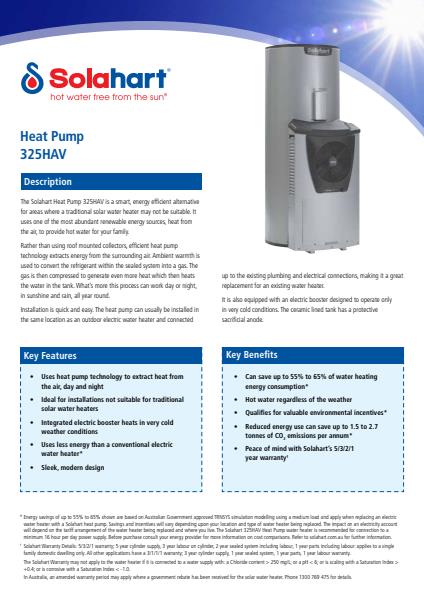 The Solahart Heat Pump 325HAV