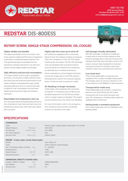 Redstar™ DIS-800ESS Compressor Hire Fleet