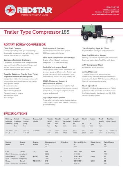 Trailer Type Compressor 185