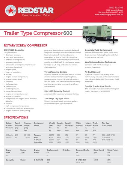 Trailer Type Compressor 600