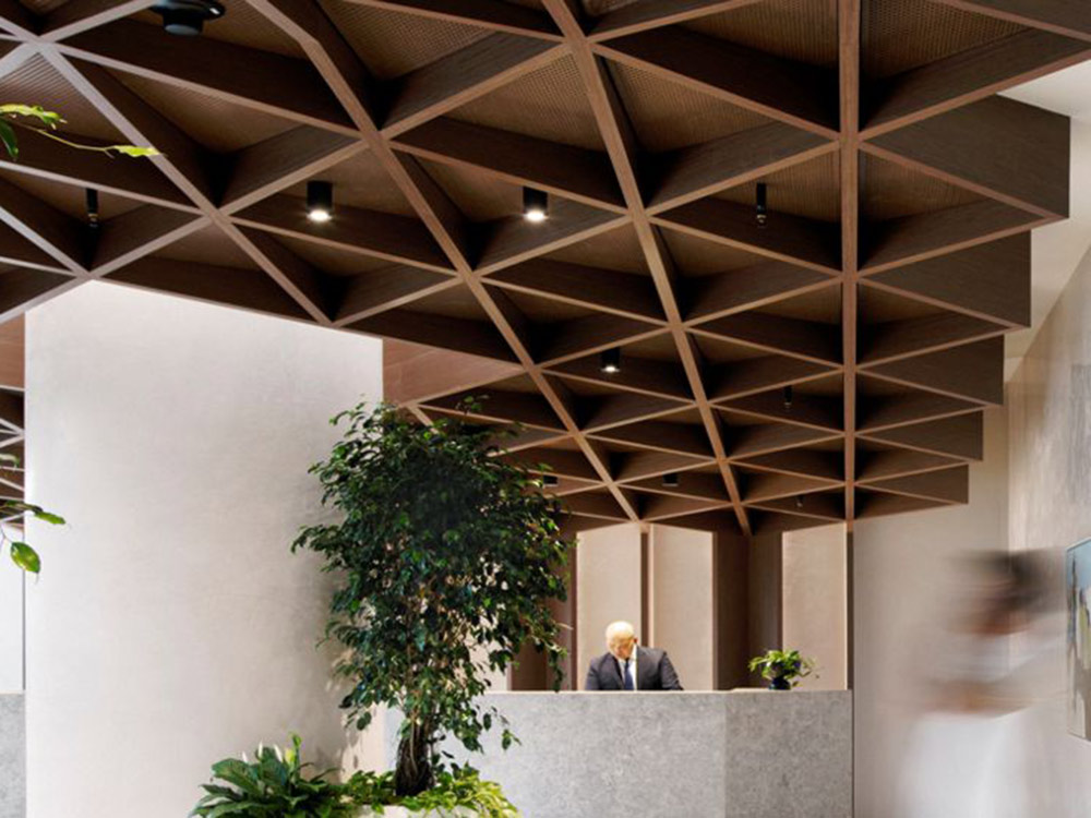 Waffle blades add biophilic warmth to any interior space
